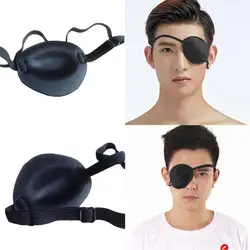 Parche de un solo ojo negro Unisex, ajustable, lavable, ojo cóncavo, accesorio de Cosplay de Pirata para fiesta de Halloween