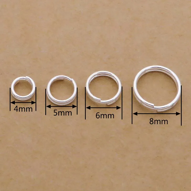 10pcs Real Pure Solid 925 Sterling Silver Double Open Jump Rings Split Ring for Making Key Chains Jewelry Findings Accessories