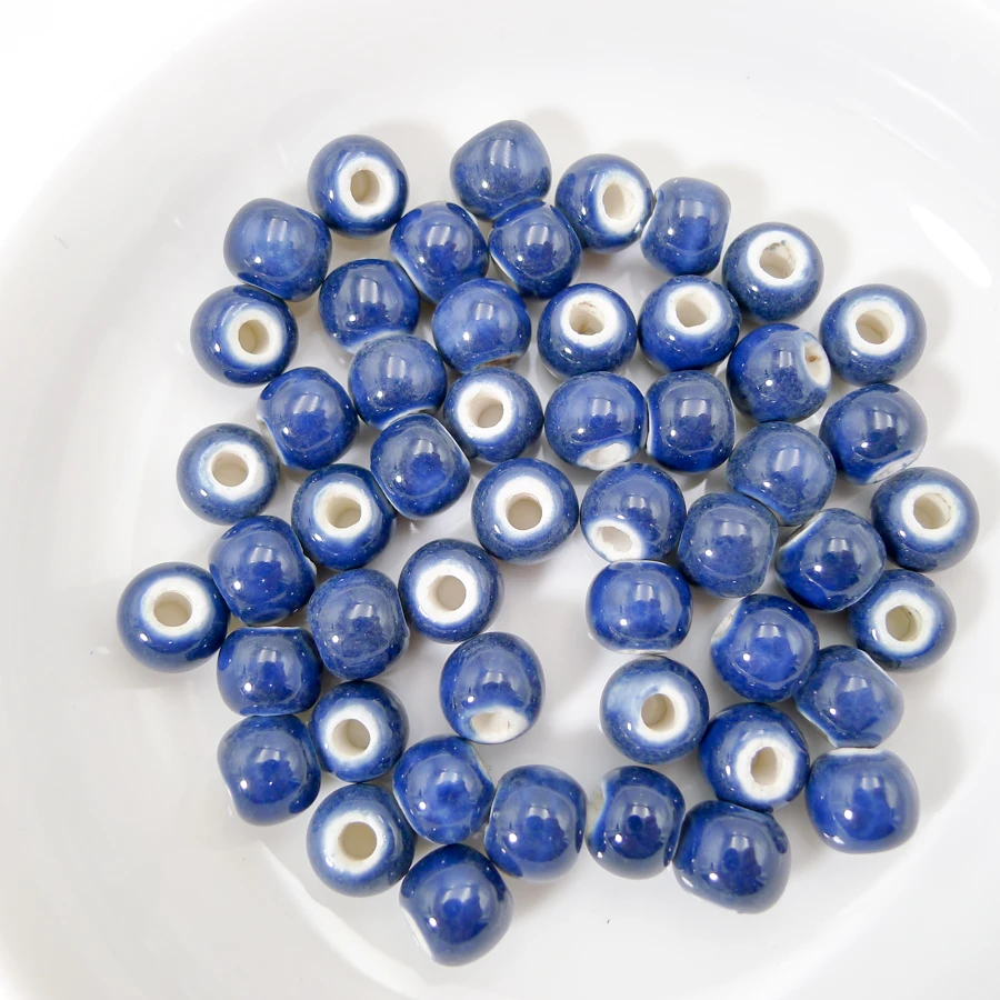 8# 100pcs Jingdezhen Ceramic Beads  For Necklace Making Ceramics Porcelain Bead For Jewelry Making 8mm  Beads #A413C