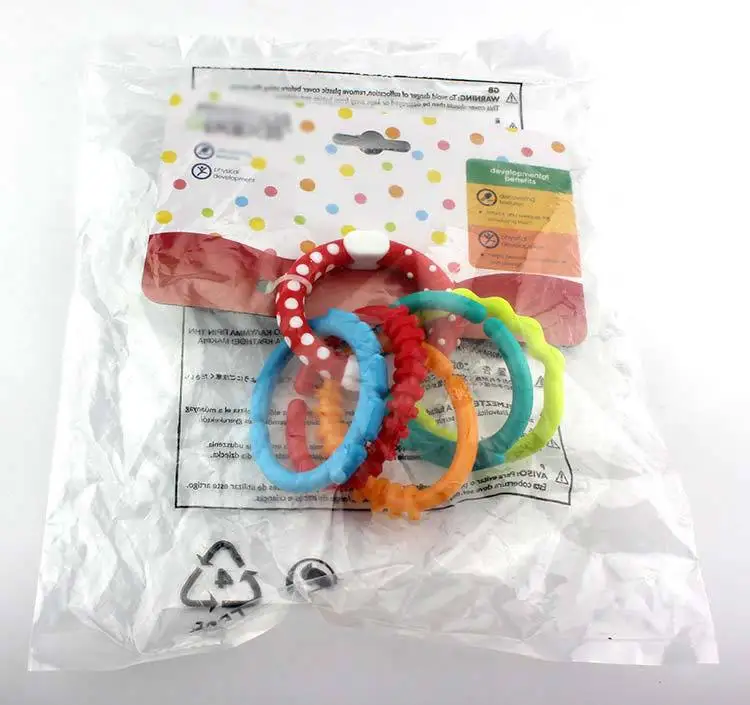 Baby diy teether BPA Free chewable teething Rainbow Molars chain Ring apron Grasping Cute sensoriel Toys for kids  0-12 months