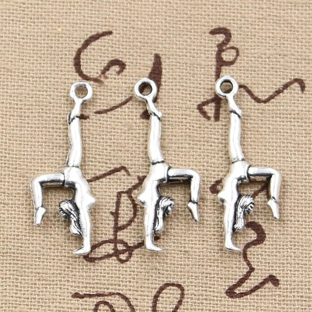 15pcs Charms Gymnastics Gymnast Sporter 30x11mm Antique Making Pendant fit,Tibetan Bronze Silver color,DIY Handmade Jewelry