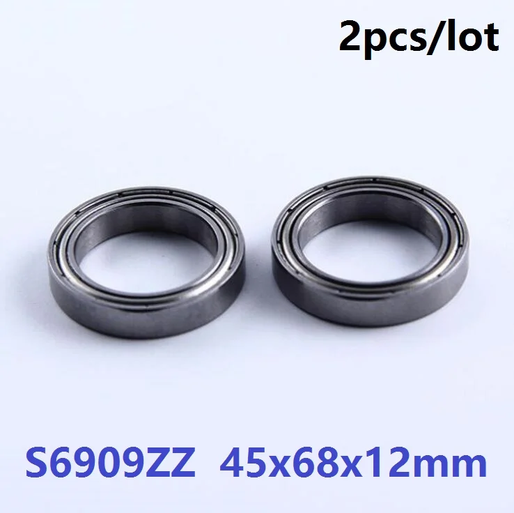 

2pcs/lot ABEC-5 S6909ZZ S6909 ZZ bearing 45x68x12 mm Stainless Steel Deep Groove Ball Bearing 45*68*12