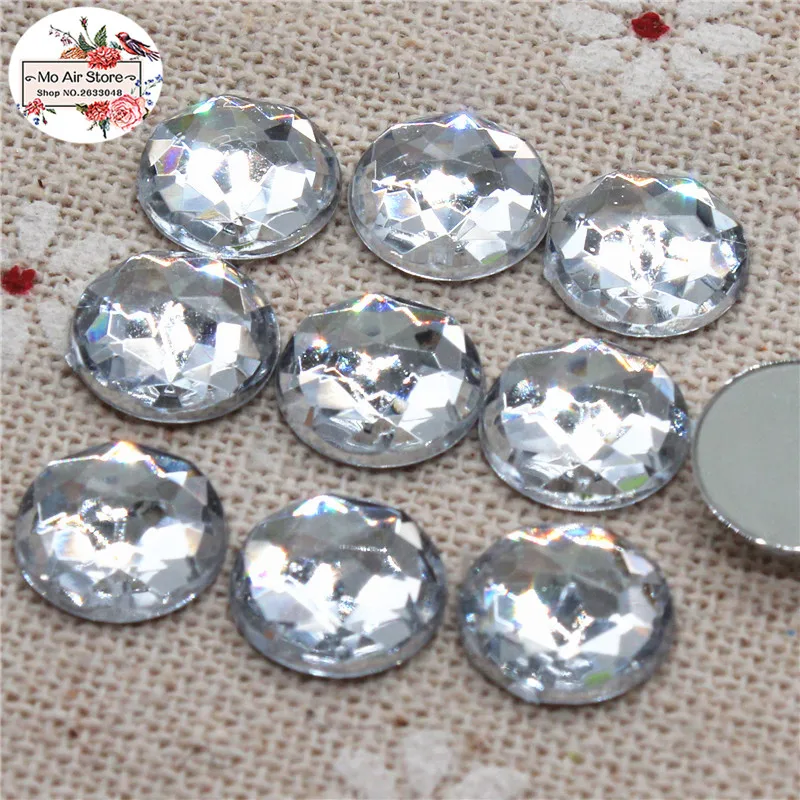 8/10/12/14/16/20mm clear Acrylic rhinestones Round Facets flatback cabochon rhinestones decoration DIY craft