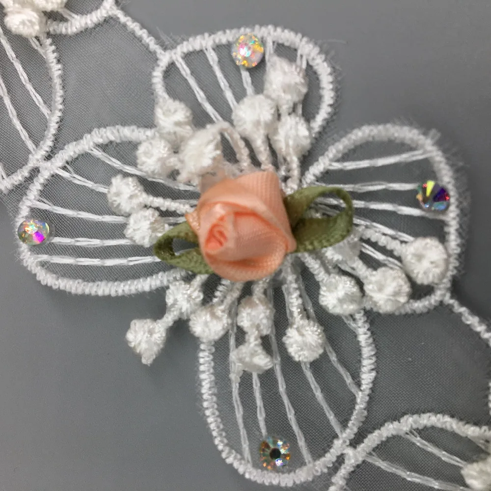 

GXINUG 1 Yard Diamond Butterfly Shape Lace Fabric Trim Ribbons Hat DIY Sewing Handmade Embroidered Garment Headdress Decoration