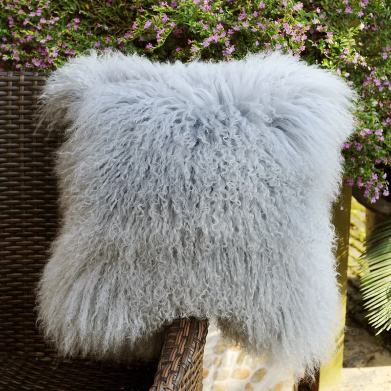 

Hot Selling Mongolia Lamb Fur Cushion Cover Pillowcase Many Colors Christmas Pillow DROP SHIPPING Free Shipping CX-D-04P 45x45cm