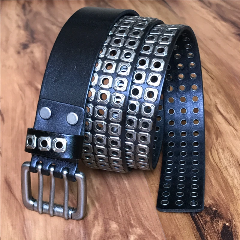 

Heavy Metal Leather Belt Men Punk Belts For Men Rivet Cowboy Jeans Belt Wide Male Strap Ceinture Homme Cinturon Riem MBT0162