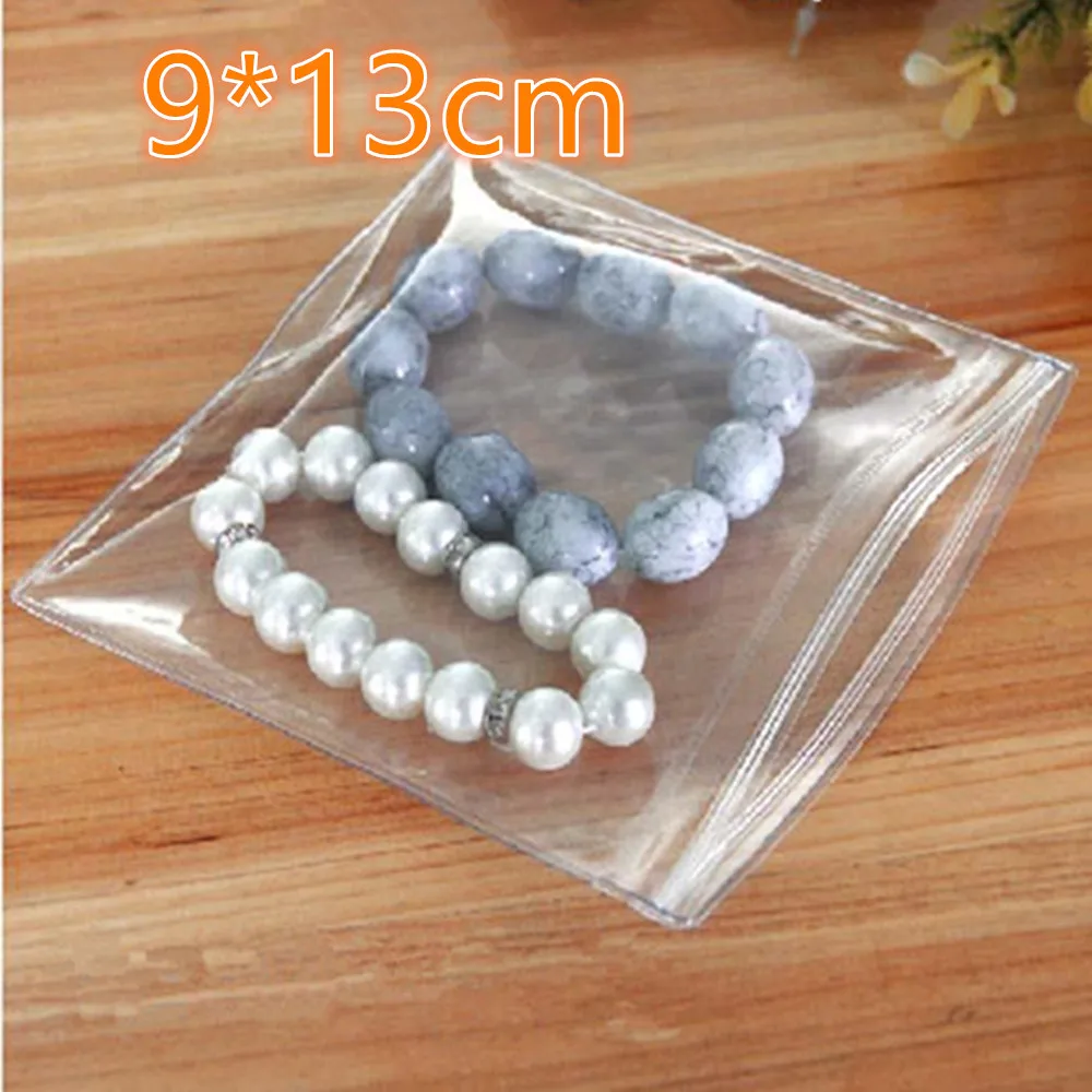 

9*13cm 300Pcs/Lot Zipper Top Anti-oxidation Jade Plastic Pack Pouch Jewelry Earrings Zip Lock Antitarnish Clear PVC Storage Bags