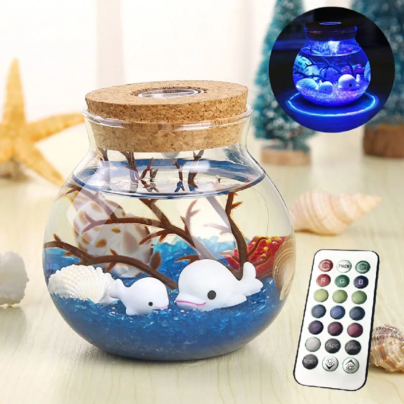 Novel and Strange Toy DIY Noctilucent Ecology Bottle Micro Landscape Bottle Remote Controlled Seven-color Lantern Undersea World