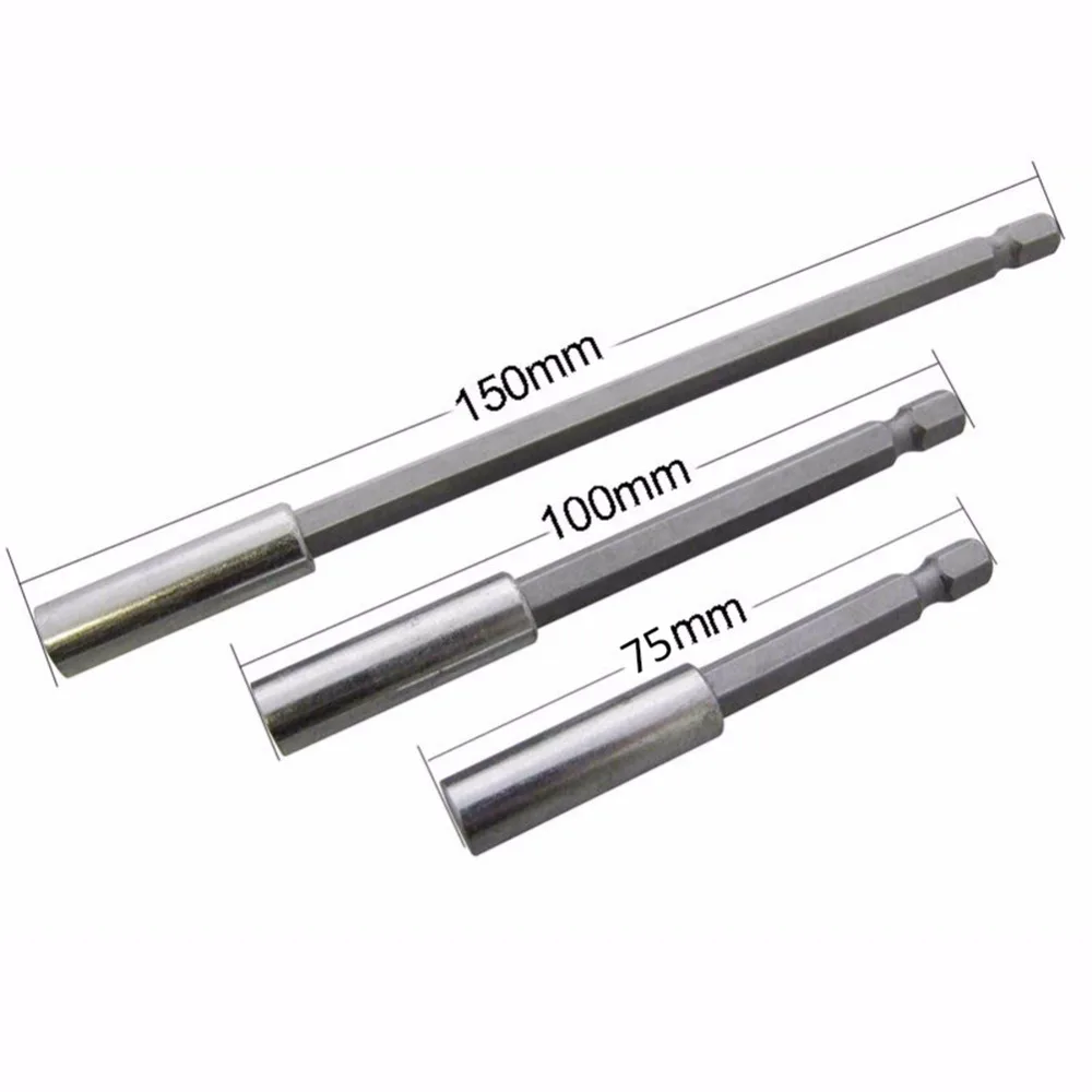 

3PCS x Quick Release 1/4" Hex Magnetic Screwdriver Extension Rod 6.35mm Bit Holder 75/100/150mm