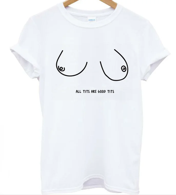 Skuggnas all tits are good tits Letters Print Women tshirt Casual Cotton Hipster Funny t shirt Top Tee Tumblr aesthetic clothes