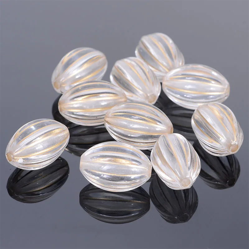 Miasol 35 Pcs 13x18mm Vintage Inspired Ethnic Acrylic Stripe Oval Antique Design Spacers Charms Beads For Diy Jewelry Making