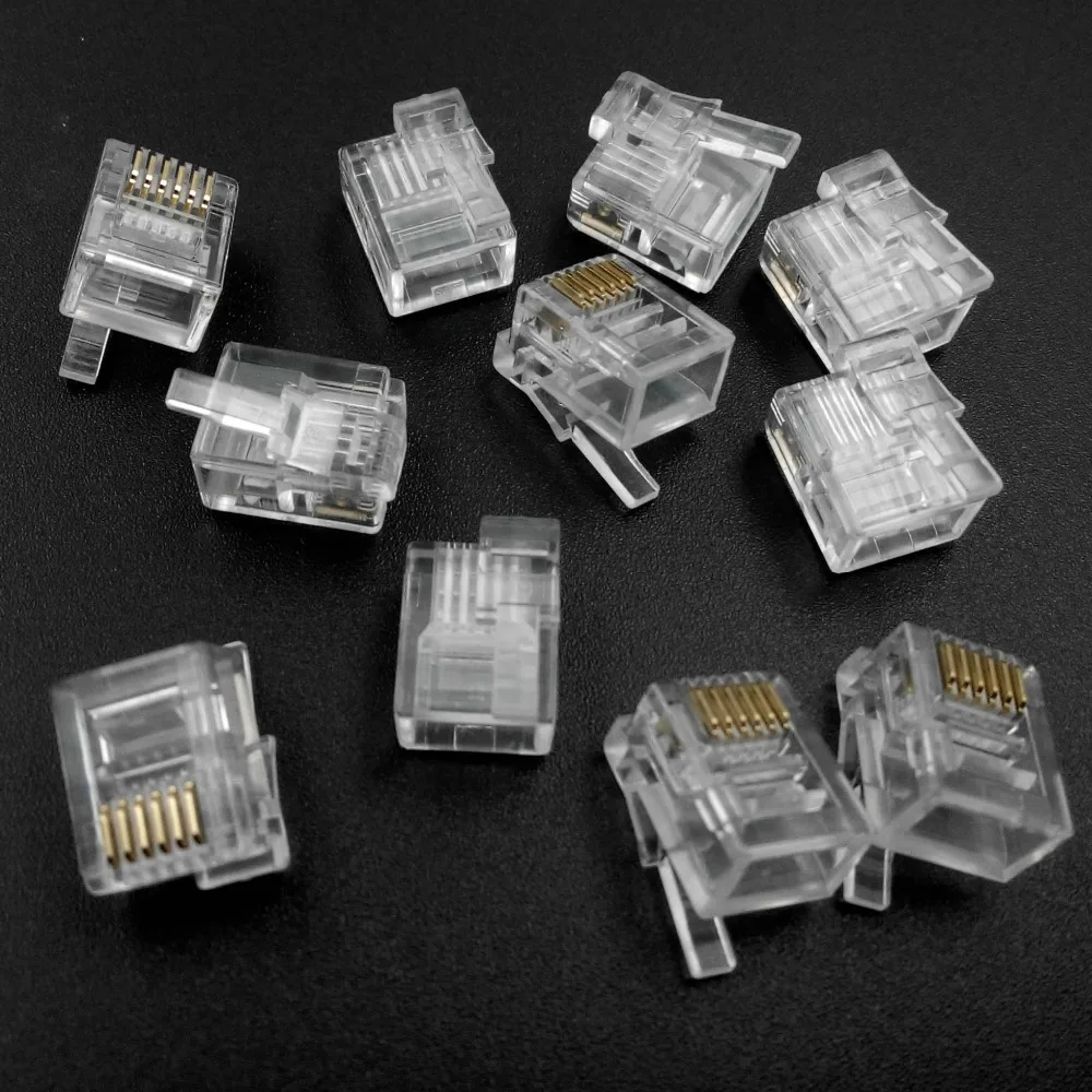 1000PCS/lot 6P6C RJ12 Connector Right Buckle DIY EV3 NXT Cable Plug Crystal Head