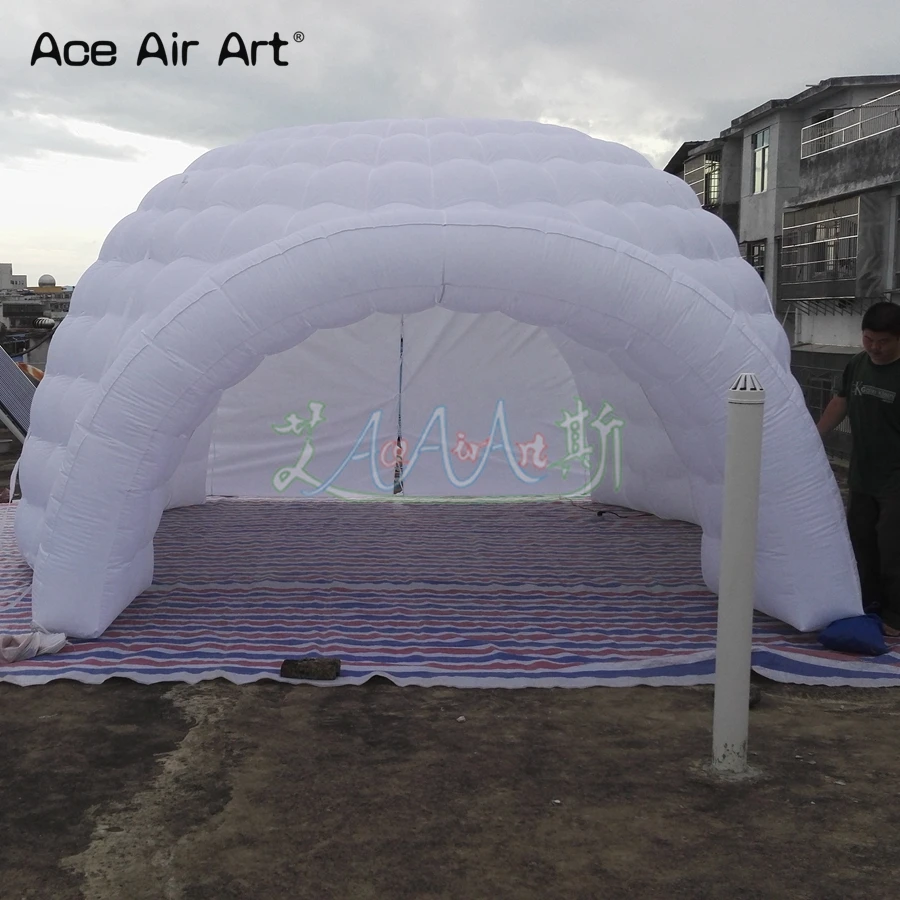 Barraca de cúpula inflável grande extravagante, luzes led coloridas, cúpula gigante iglu, tenda de construção de feiras comerciais para eventos ao ar livre