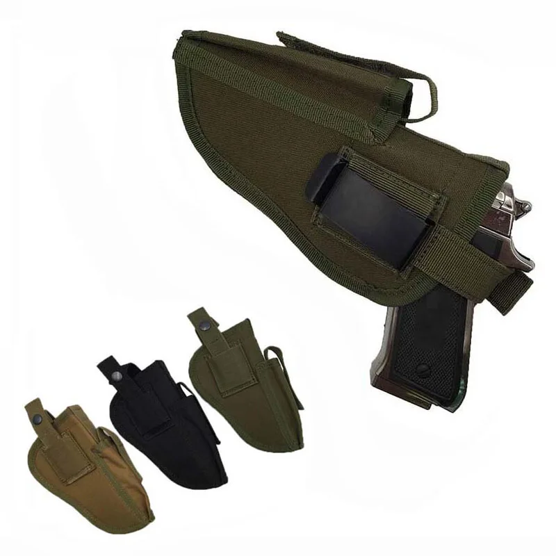 Molle Right Left Interchangeable Tactical Nylon Pistol Gun Holster Hunting Magazine Bag Universal Concealed Carry Belt Clip