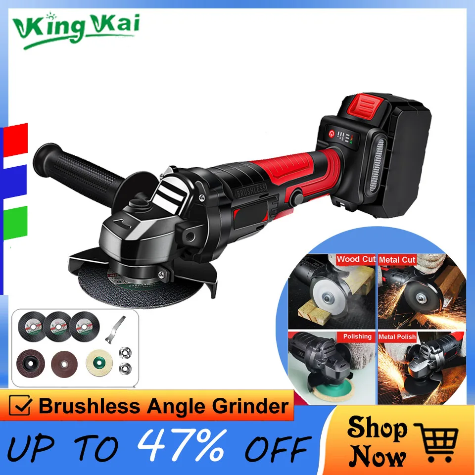 

10000r/min Brushless Long Duration Cordless Hilti Electric Power Tools Samsung Battery Polish Sand Cutting Angle Grinder