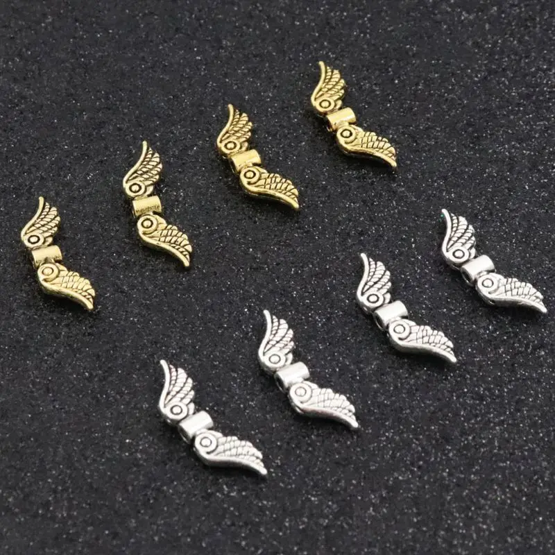 Breite 24mm Loch 1,8mm Flügel tibetisch Silber Gold Farbe Metall Abstand halter Perle für Schmuck finden Schmuck Perle handgemachte DIY Zubehör – Detail 3