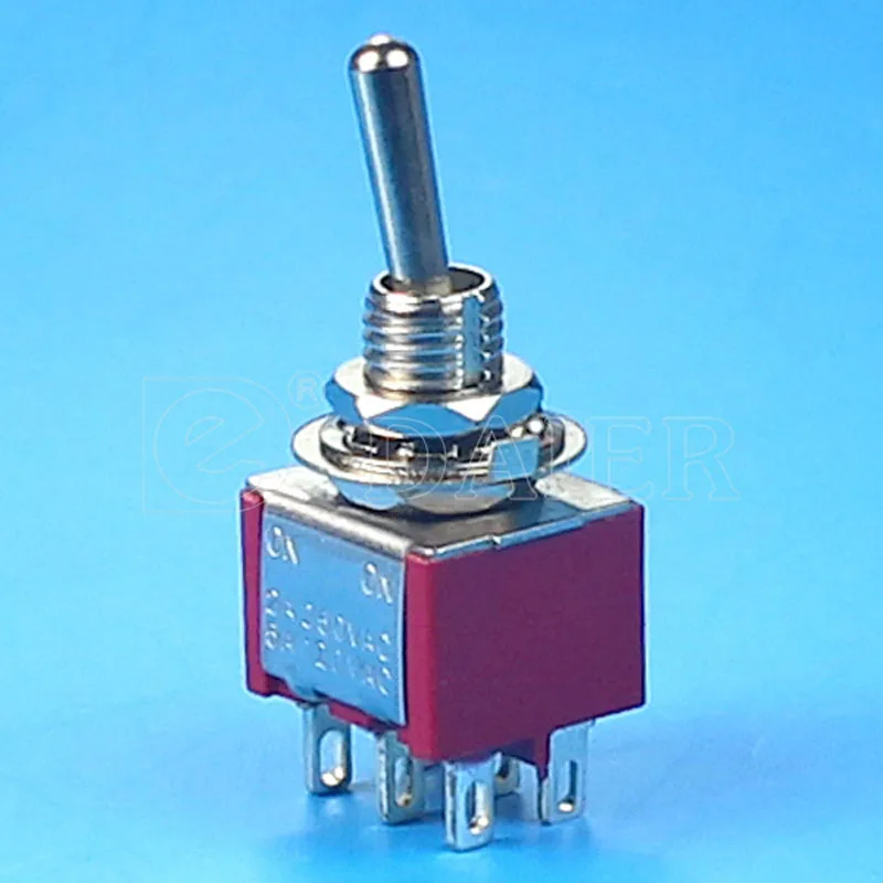 10Pcs Toggle Switch ON/ON Latching DPDT Mini Rocker Switches MTS-202 6A 250VAC 6 Pin With Solder Terminal