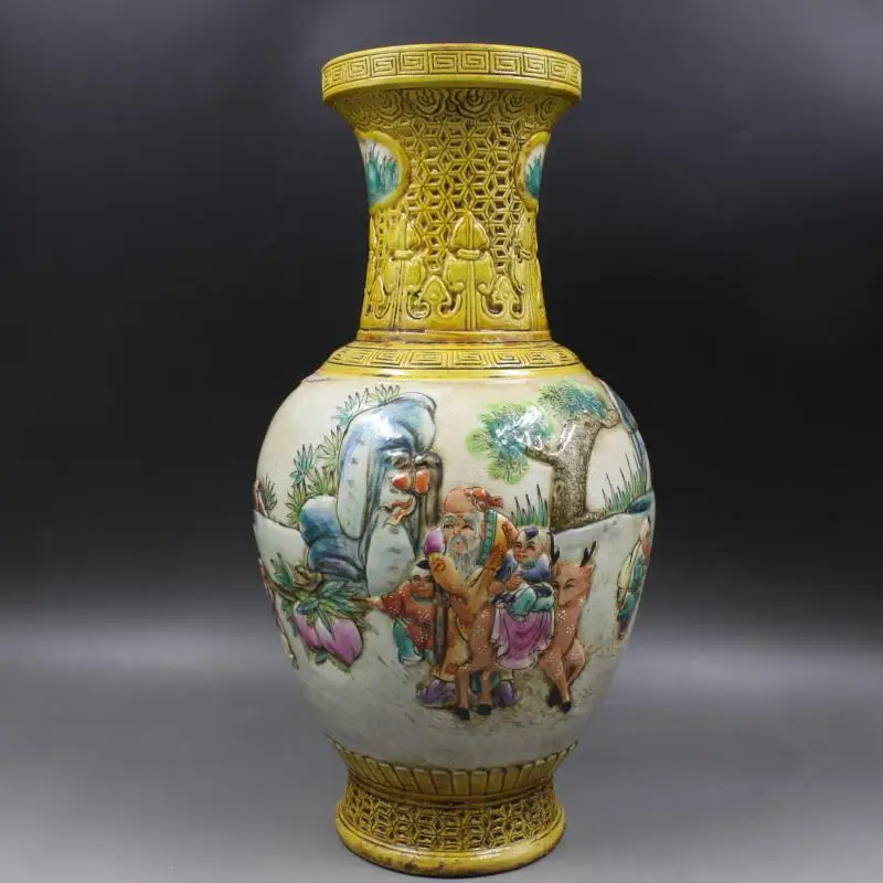 Antique Old Chinese porcelain vase,Pastel yellow carving bottle,with mark,home Decoration, collection & adornment,Free shipping