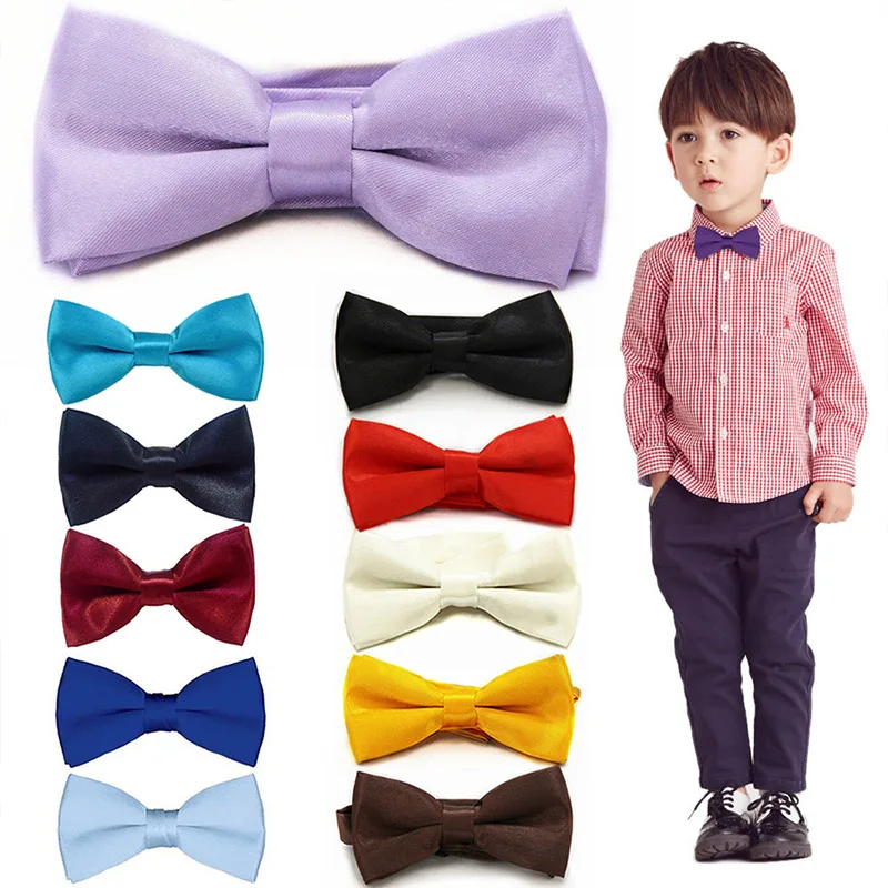 Children Bow Tie Baby Boy Kid Clothing Accessories Solid Color Gentleman Shirt Neck  Bowknot Colourful Cravats Gift