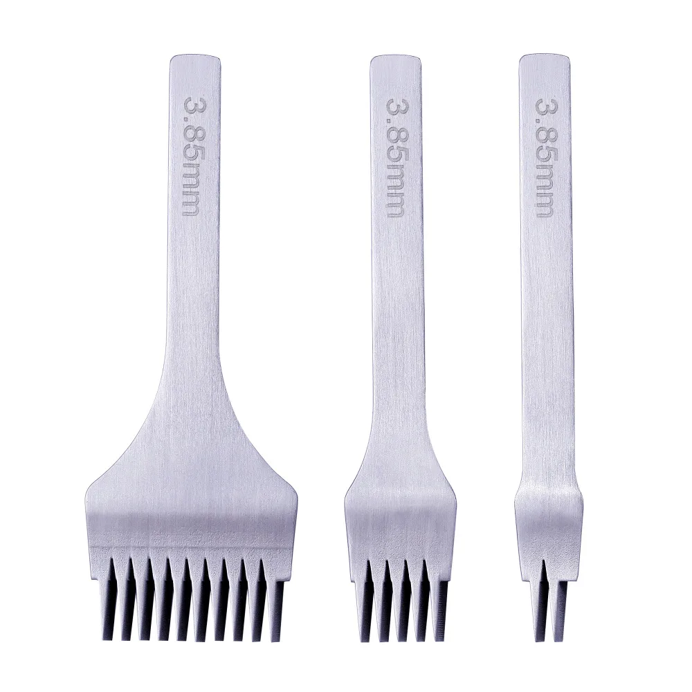 LMDZ White Steel Stitching Lacing Punch Chisel Tool 2.7/mm 3.0/mm/3.38mm/3.85/mm Polished Prongs Leather Craft Tools Leather