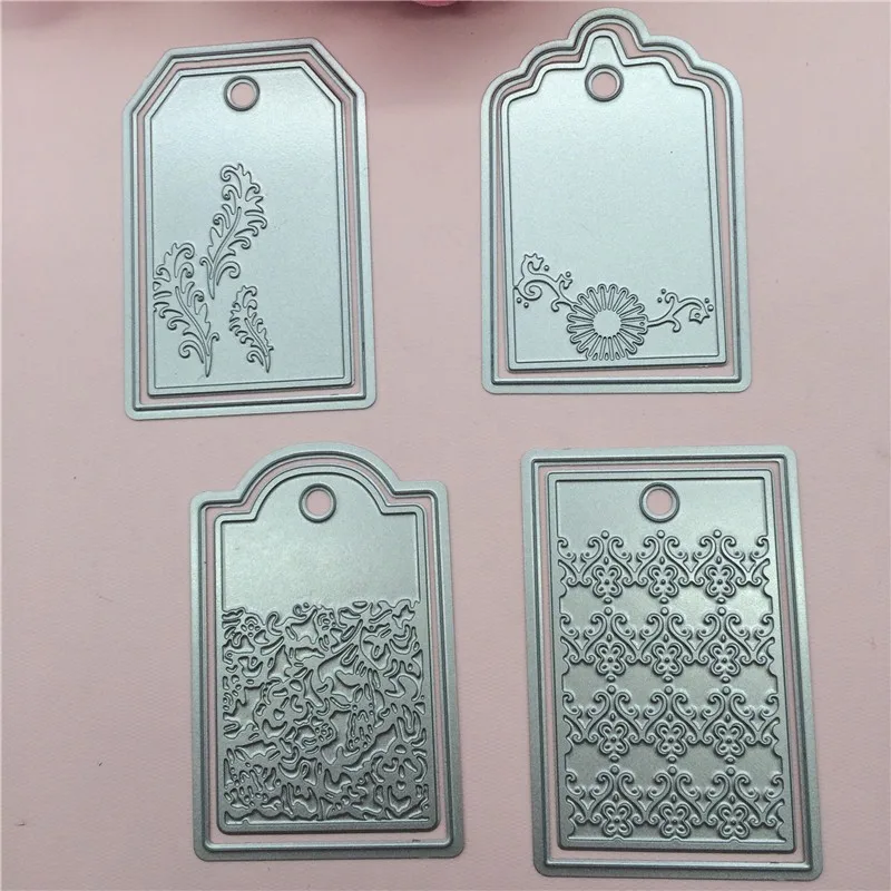 

4x Label Tags Metal Cutting Dies Stencil Scrapbooking Album Embossing Craft DIY