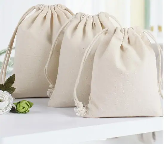 10 Cái/lốc 10*14, 13*16, 17*23, 20*23 Cm 260G Dày Linen Vải Cotton Túi Xách Túi Quà Tặng Bao Bì Pouch Có Thể Tùy Chỉnh-Thực Hiện In Logo