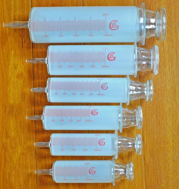 150ml/200ml/250ml/300ml/500ml/1000ml All Glass Syringes Large sausage device sample extractor Glass Injector