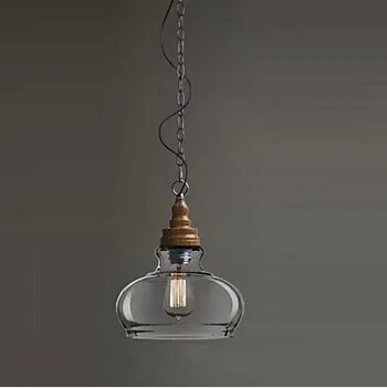 

1 Light Wood Grain Loft Style Modern Industrial Pendant Lamp Edison Bulb, Lamparas Lustres E Pendentes,E27 Bulb Included