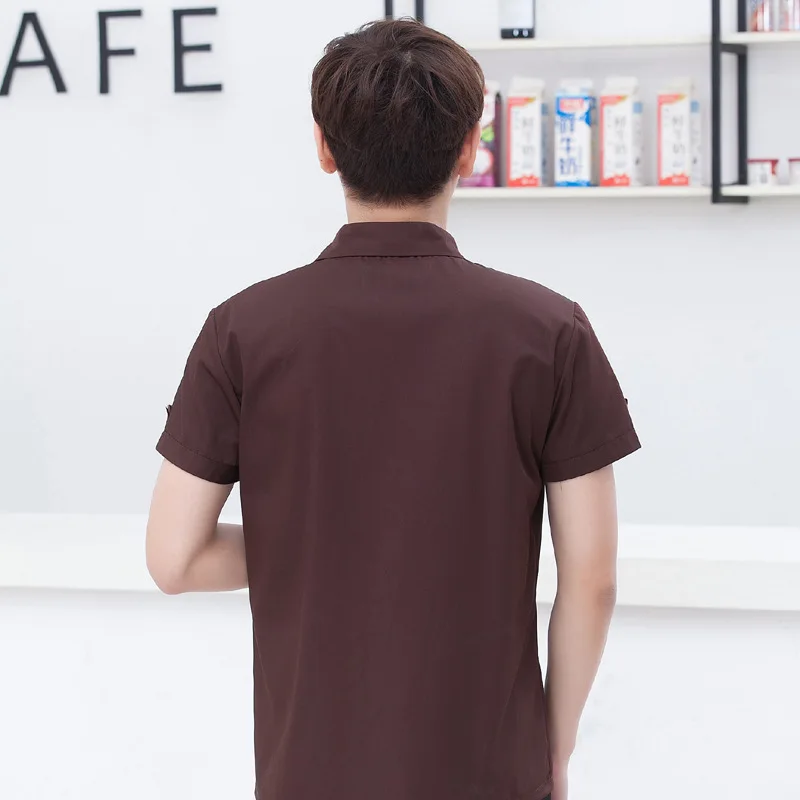 Ropa de trabajo para camarera de Hotel, camisa de uniforme de restaurante para mujer, tienda de ollas calientes, café, mono de manga corta de un solo abrigo, monos de camarero H2331