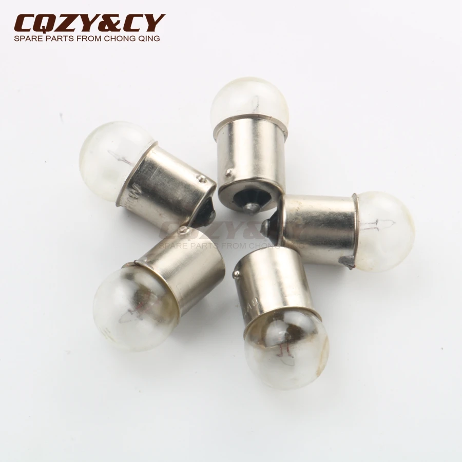 5PC Indicator Bulb 6V/10W (BA15S) for Motorcycle Scooter Kart ATV 50cc 100cc 125cc 150cc 200cc 2T 4T