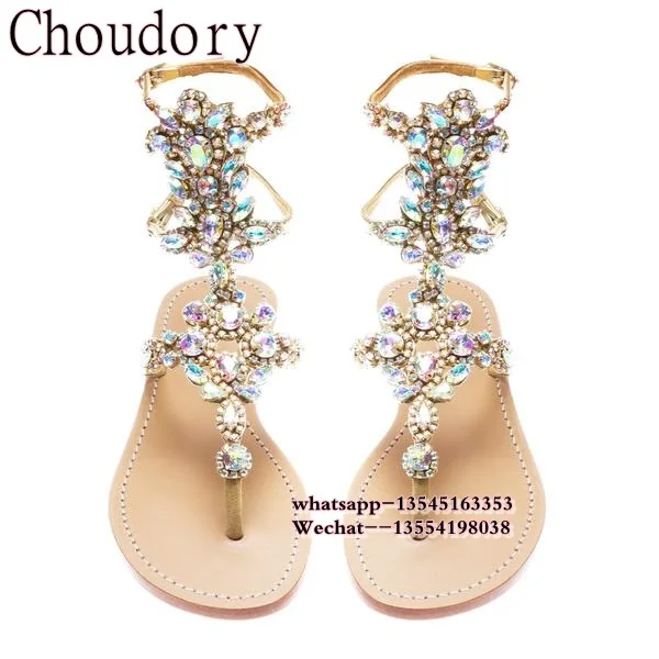 Women sandals comfort flat sandals Rhinestone Flip Flops women summer fashion beach sandals women casual shoes Size 35-43