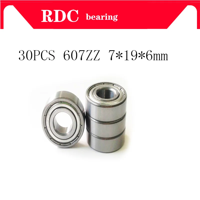 30PCS ABEC-5 607ZZ 607Z 607 High-quality deep groove ball bearing 7x19x6mm Bearing 7x19x6 MM Miniature 607Z Ball Bearings 607 ZZ