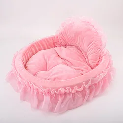 luxury princess Dog Bed Soft Sofa Pink Pets House Nest Cat Dog Mat Small Dog Kennel Warm Soft Fleece New Pet Product