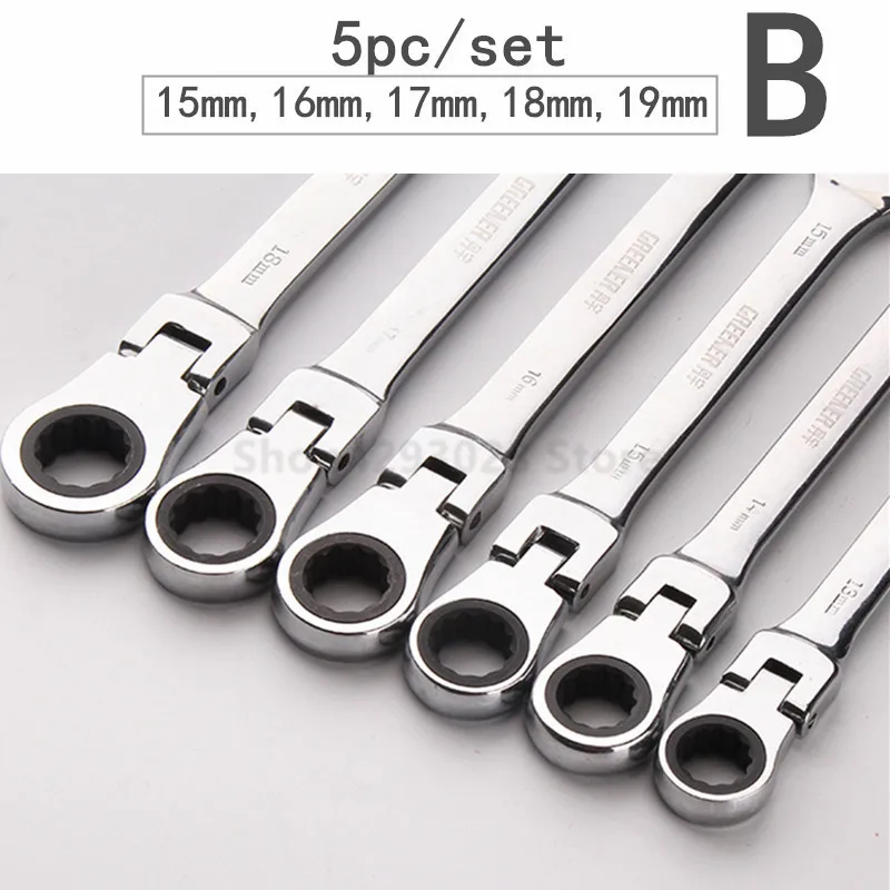 Onnfang Fixed Head Ratcheting Wrench Sets Ratchet Handle Wrenches Combination 180° Spanner  Hand Tools