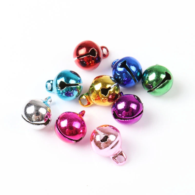 10pcs 8mm Jingle Bells Mix Plated Copper Loose Beads Small for Party Christmas Tree Ornamen Decoration Home Accessories