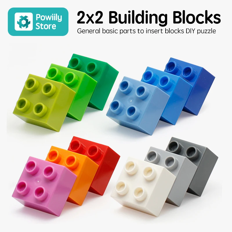 Genuine 10pcs/lot 2X2* DIY Enlighten Toy Plastic Building Block Bricks For Kids Compatible Big Size Brick Assembles Particles