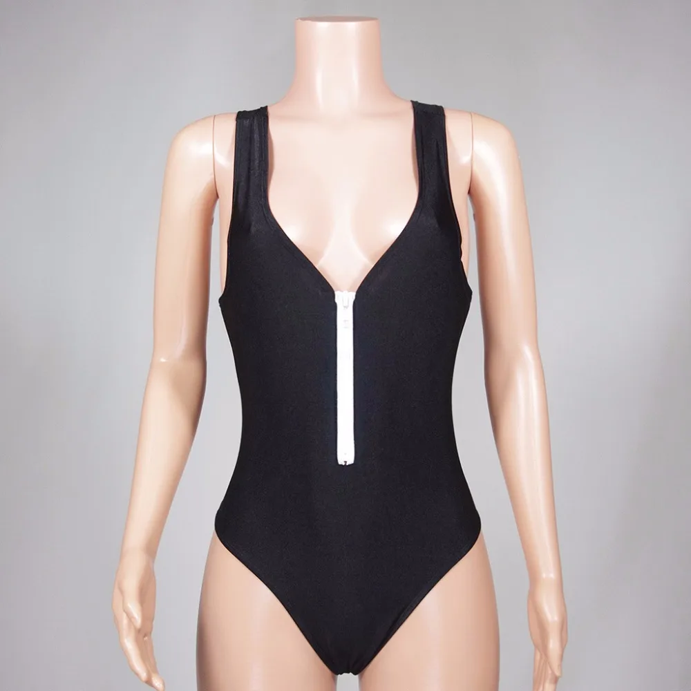 BKLD body ajustado sin mangas para mujer, pelele Sexy con cuello en V, mono informal con cremallera para playa