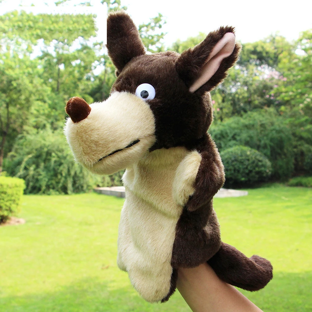 Baby Plush Toy Stuffed Hand Puppet Birthday Gifts Brow And Light Wolf