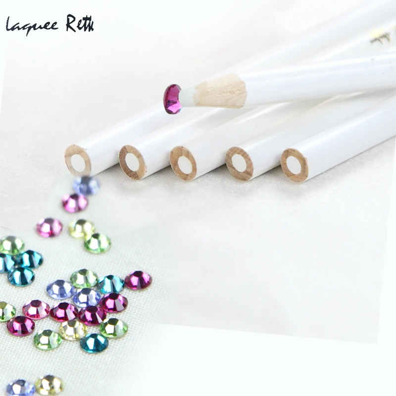 High Quality 10PCS 3D Design White Nail Art Salon Rhinestones Gems Picking Painter Pencil Pen dot Dotting Tool