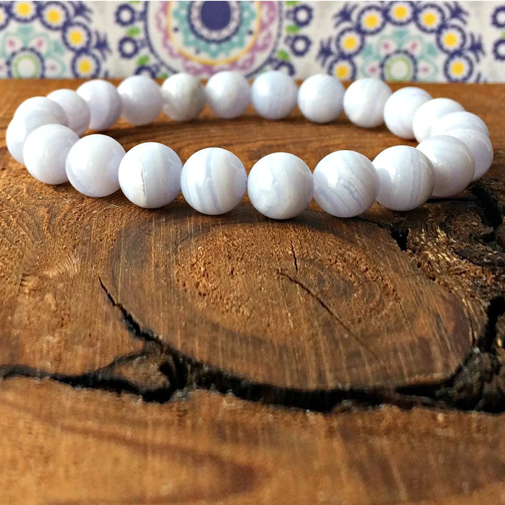 MG0302 Natural Blue Lace Agate Bracelet Women`s Energy Powerful Bracelet Balance Heart Chakra Feminine Energy Jewelry Wholesale