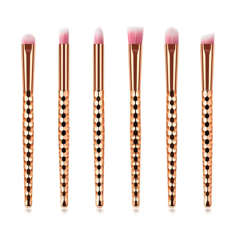 6 Pcs Rose Gold Eyes Makeup Brushes Set Foundation Eyeshadow Angled Eyebrow Shading Make Up Brush Eyes Beauty Cosmetic Tools Kit