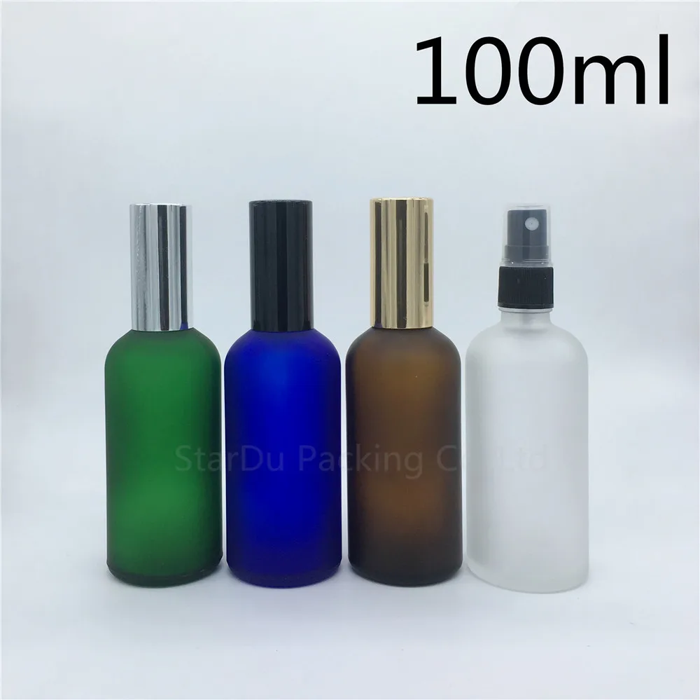 

Travel Bottle 100ml Amber Blue Green Transparent Frosted Glass Bottle With sprayer, 100cc Perfume Bottle Spray Bottles 240pcs