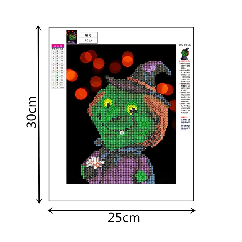 Halloween Decoration Diamond Painting The Witch 5D DIY Diamond Embroidery Mysterious Pooka 5012 Partial 25X30 Canvas Round