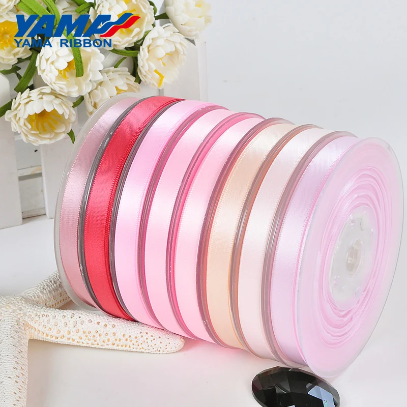 YAMA 100yards Single Face Satin Ribbon 6 9 13 16 19 22 mm Black Red White Silver for Wedding Decoration Handmade Flowers Gifts