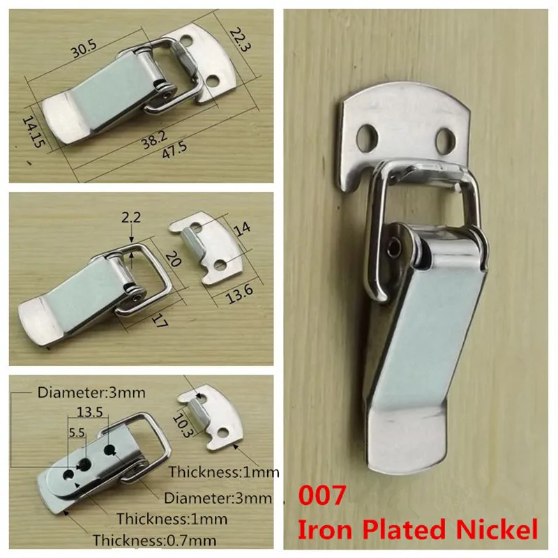 1pcs Iron Plated Nickel/304 Stainless Steel Hasp Fastener, Toggle Latch, Catch Hasps Trailer,Spring card buckle