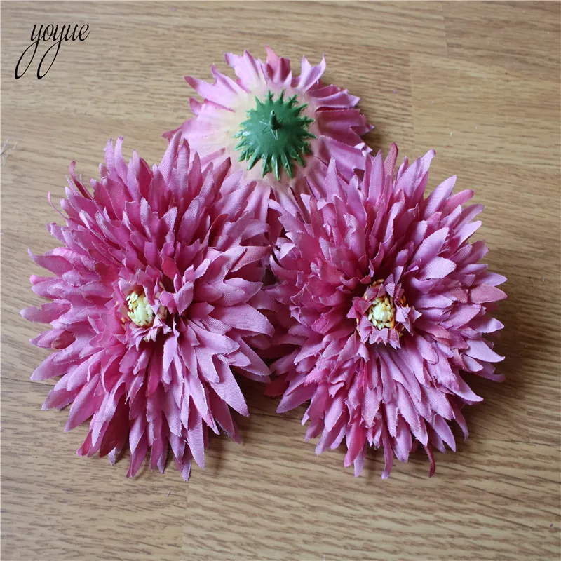 

YOYUE 100Pcs/lot 12cm Jujube Daisy Flower Heads Mini Silk Artificial Flowers for Wreath Scrapbooking Home Wedding Decoration