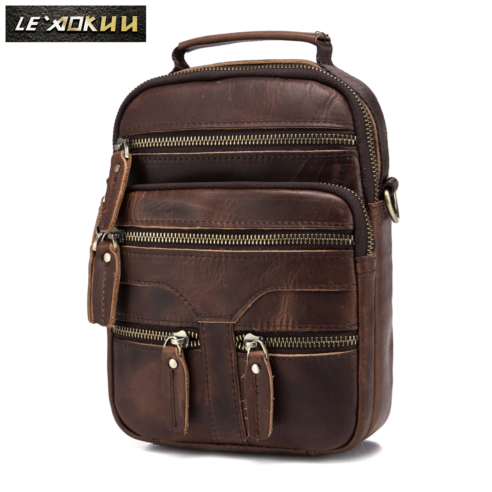 Quality Original Leather Male Casual Shoulder Messenger bag Fashion Cross-body Bag 8\