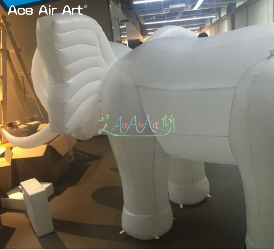 Amazing Animal Toy White Inflatable Elephant Model Elephant Mascot Cold Air Balloon