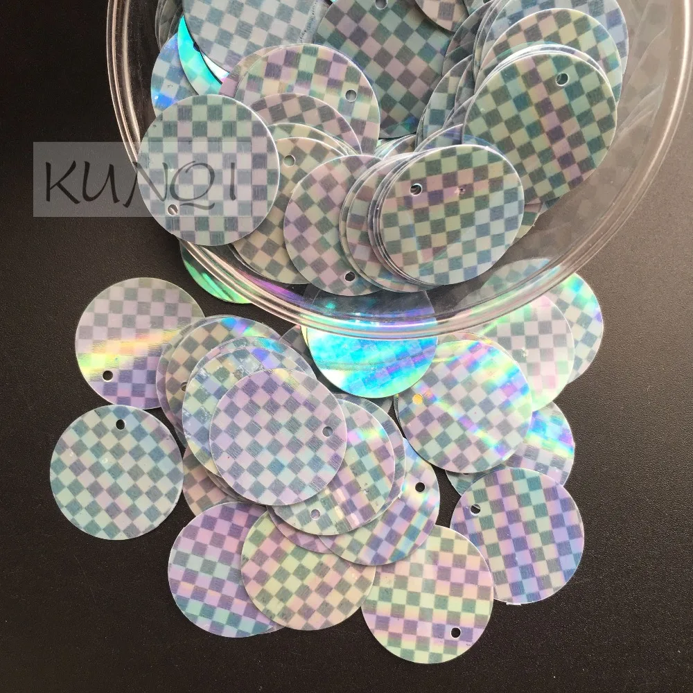 20mm 35g 320pcs Pvc Flat Round Loose Plaid Sequins PailletteS Sewing Wedding Crafts, Women DIY Accessory, Lentejuelas Para Coser