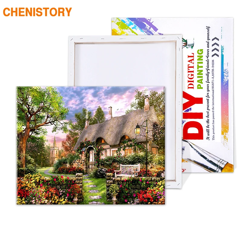 CHENISTORY Frameless Dream Manor DIY Painting By Numbers Hand Painted Oil Painting Acrylic Paint On Canvas For Home Decor 40x50